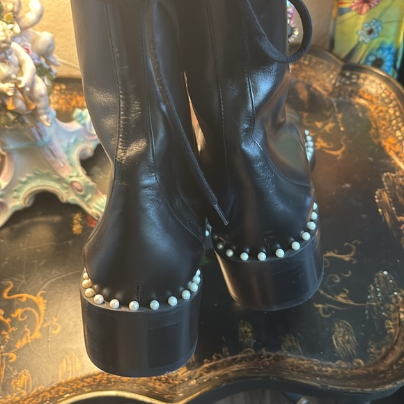 Black Studded Leather Boots 42. 11.5 US - Picture 7 of 16
